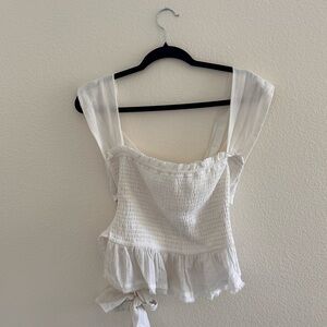 NWT Free People White Ruffled Top